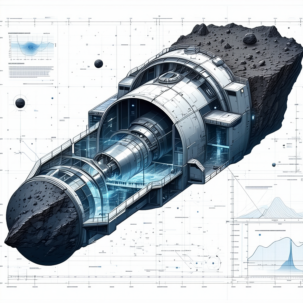 A Futuristic Spacecraft Is Shown In A Blue And White Drawing