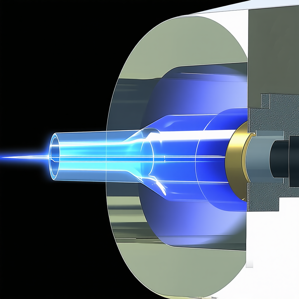 A Blue Light Is Emanating From A Tube, Which Is Located In The Center Of The Image