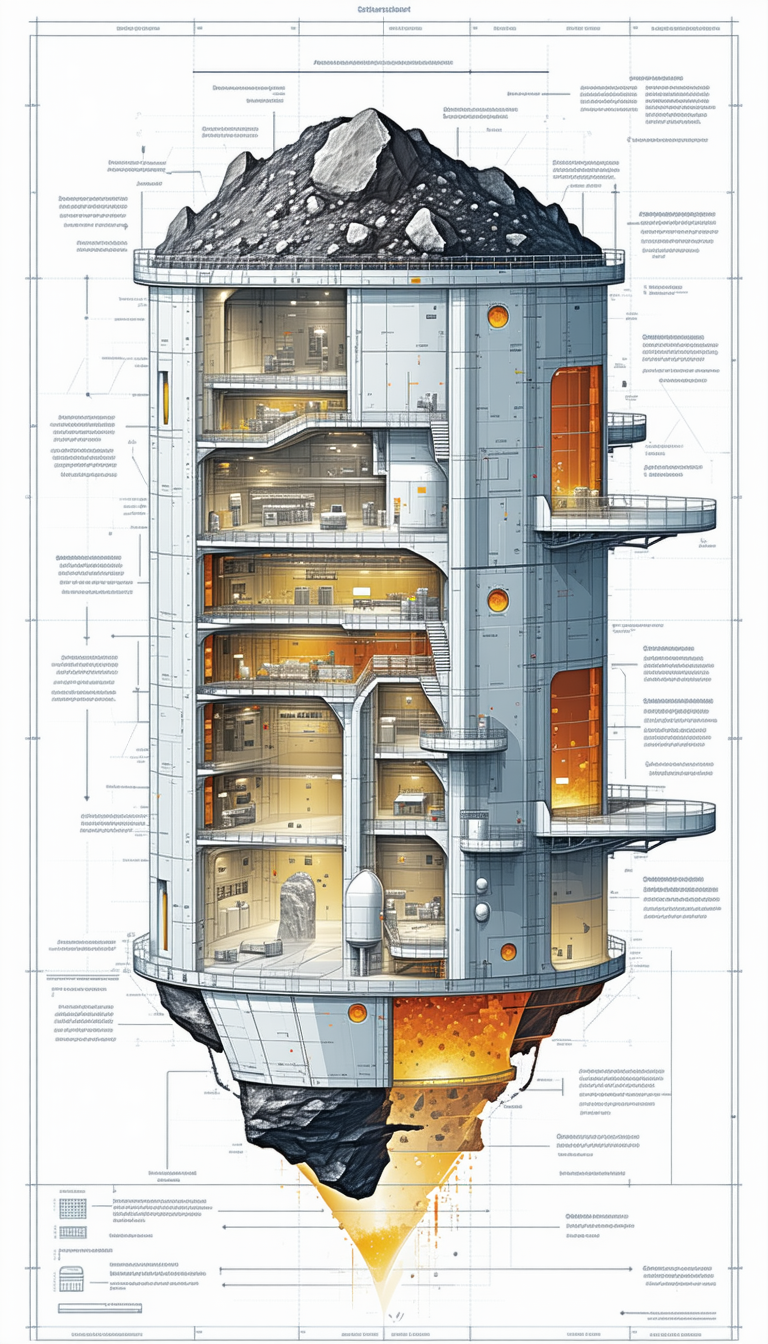 A Large, Multi-level Building Is Shown In A Detailed Drawing