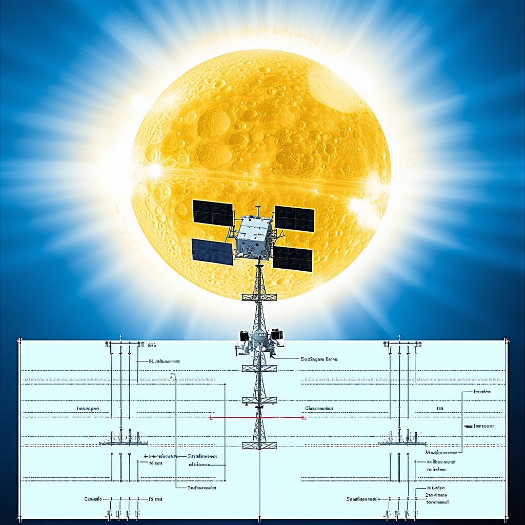 A Large Yellow Sun Is Shown In The Center Of The Image, With A Satellite Dish On Top Of A Tower