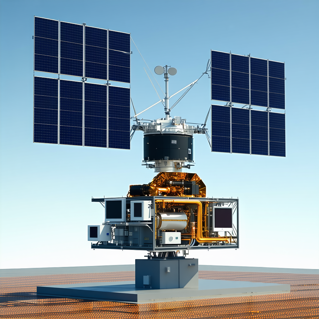 A Large Satellite Dish With A Space Station On Top Of It