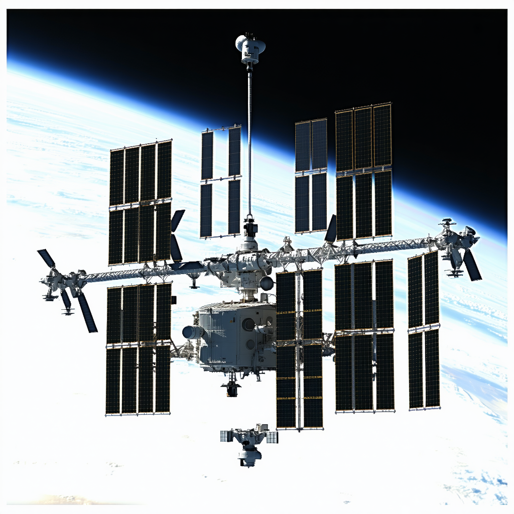 A Large Spacecraft With A Distinctive Silver And Black Color Scheme