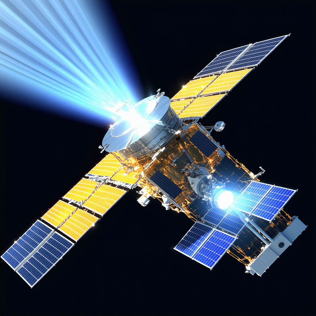 A Spacecraft With A Large Dome On Top, Possibly A Satellite Or A Space Station
