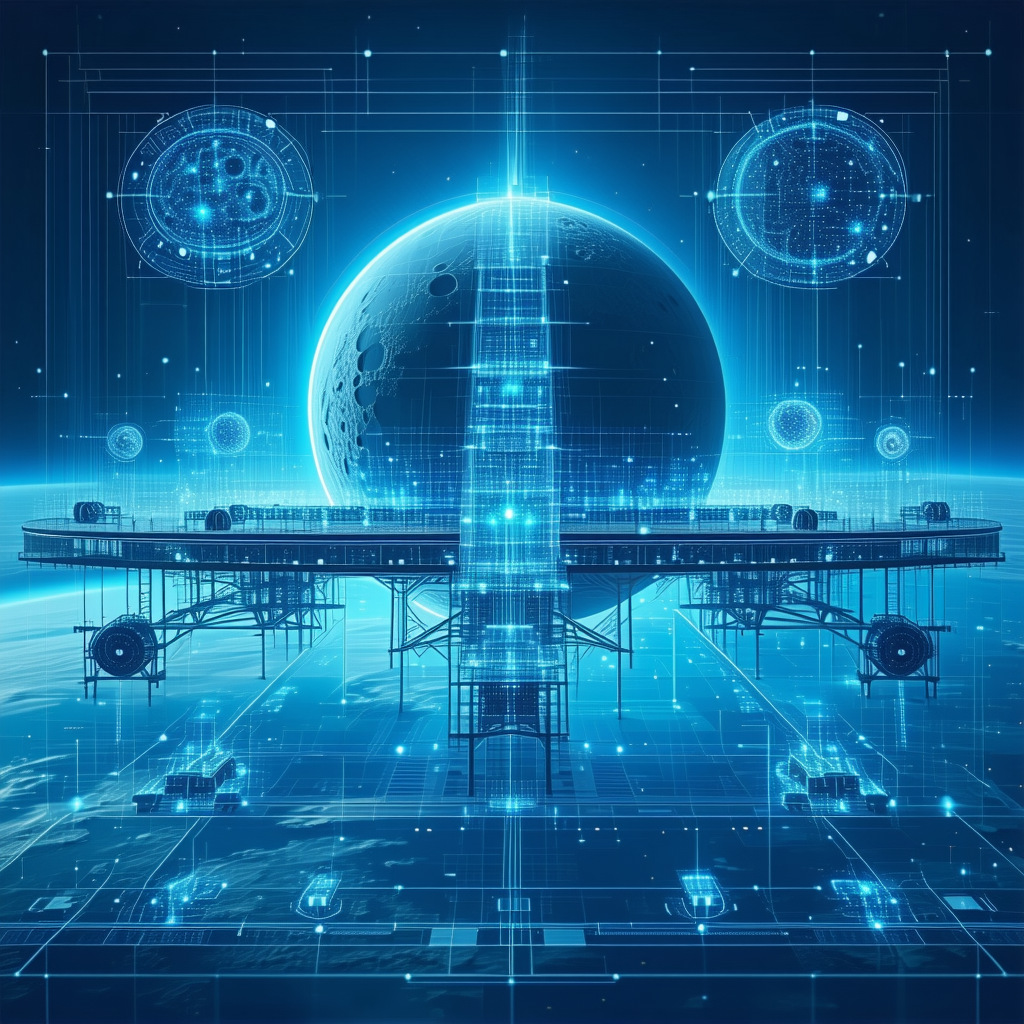 In The Image, There Is A Futuristic Space Station With A Large, Round Structure At The Center