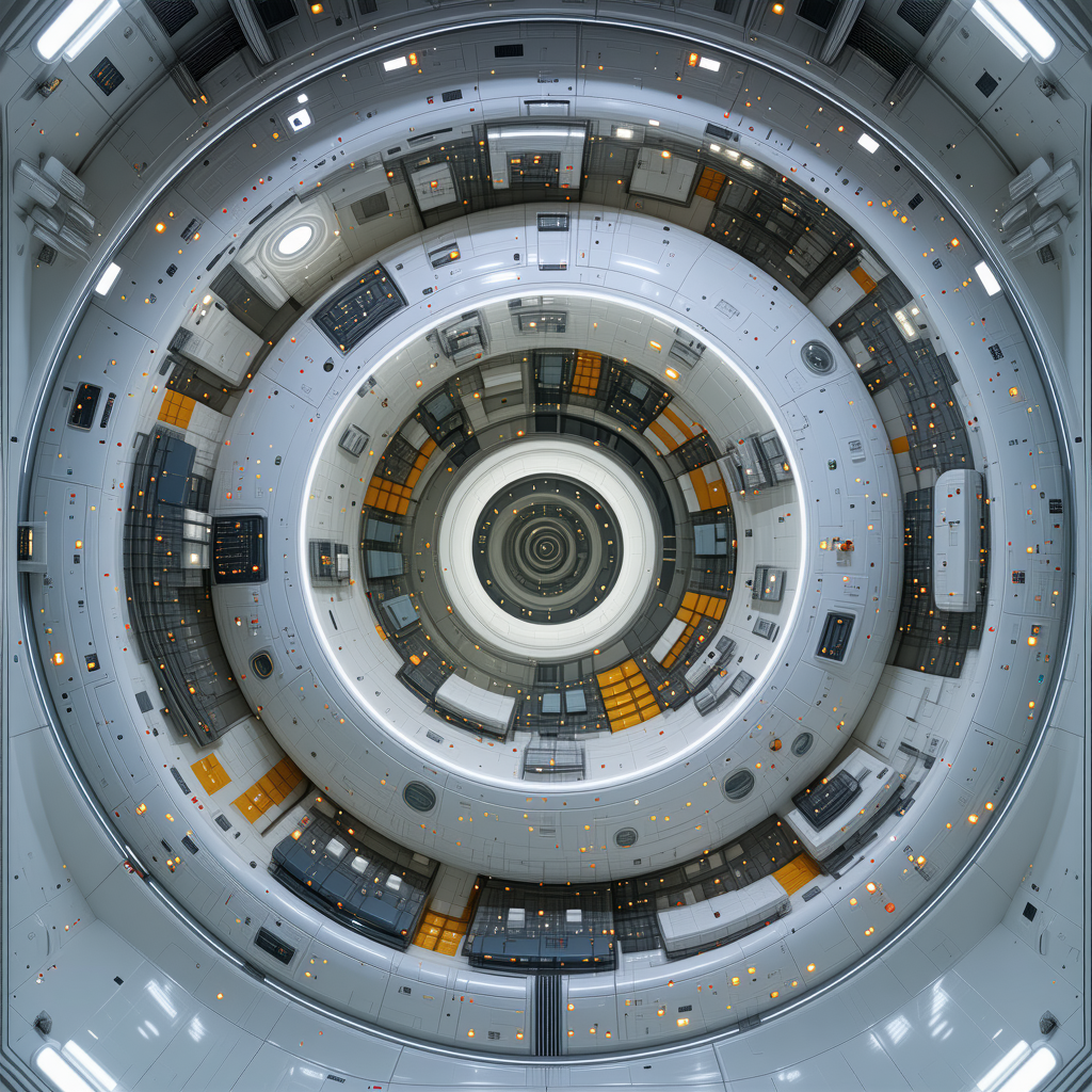 The Image Is A Close-up Of A Space Station, Showcasing The Interior Of The Spacecraft