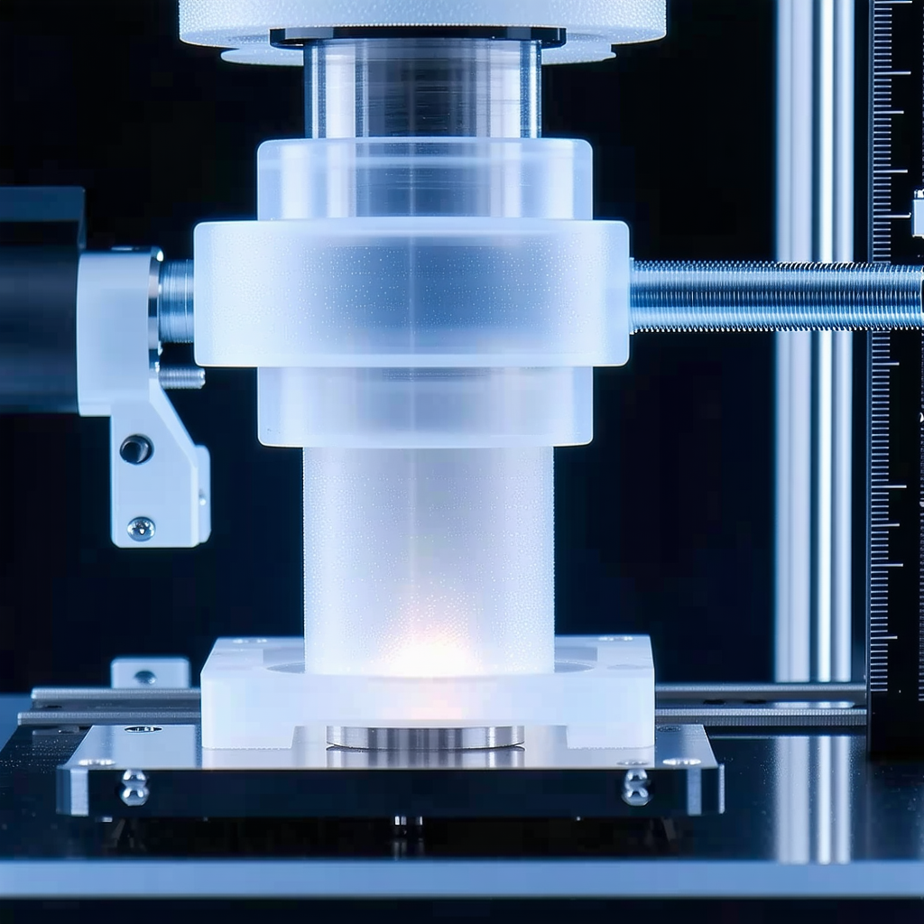 A Clear Glass Cylinder Is Placed On A Machine, Which Is Likely A 3d Printer