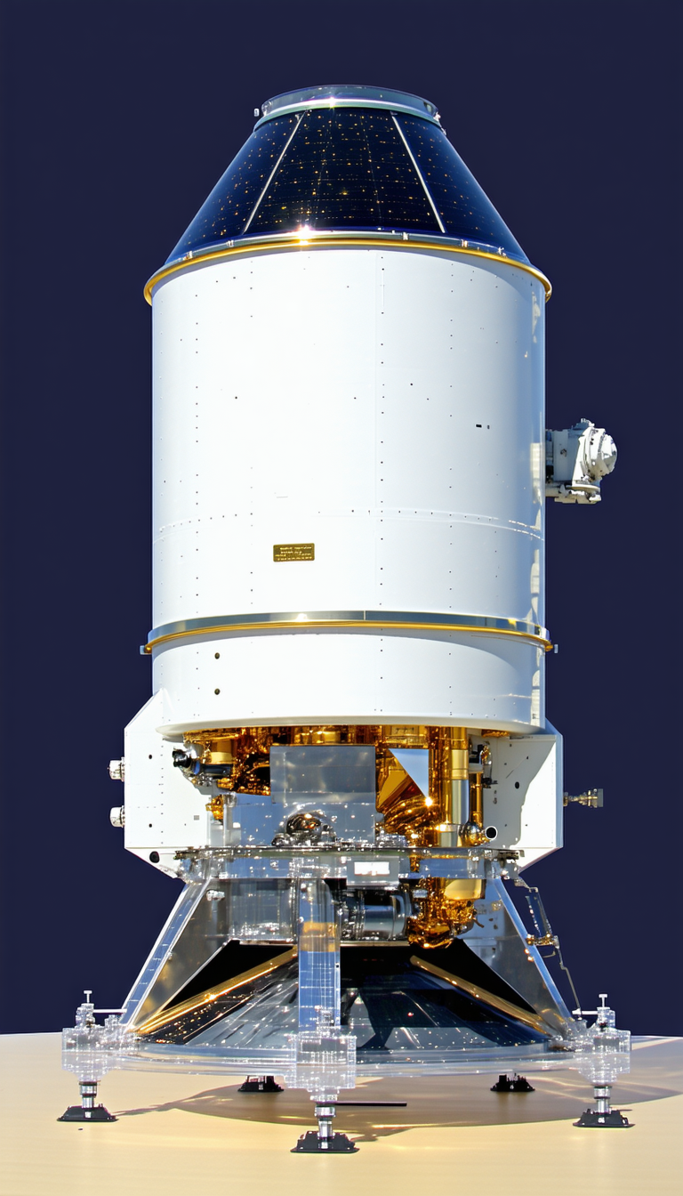 A Large White Satellite Dish, Which Is The Main Focus Of The Scene