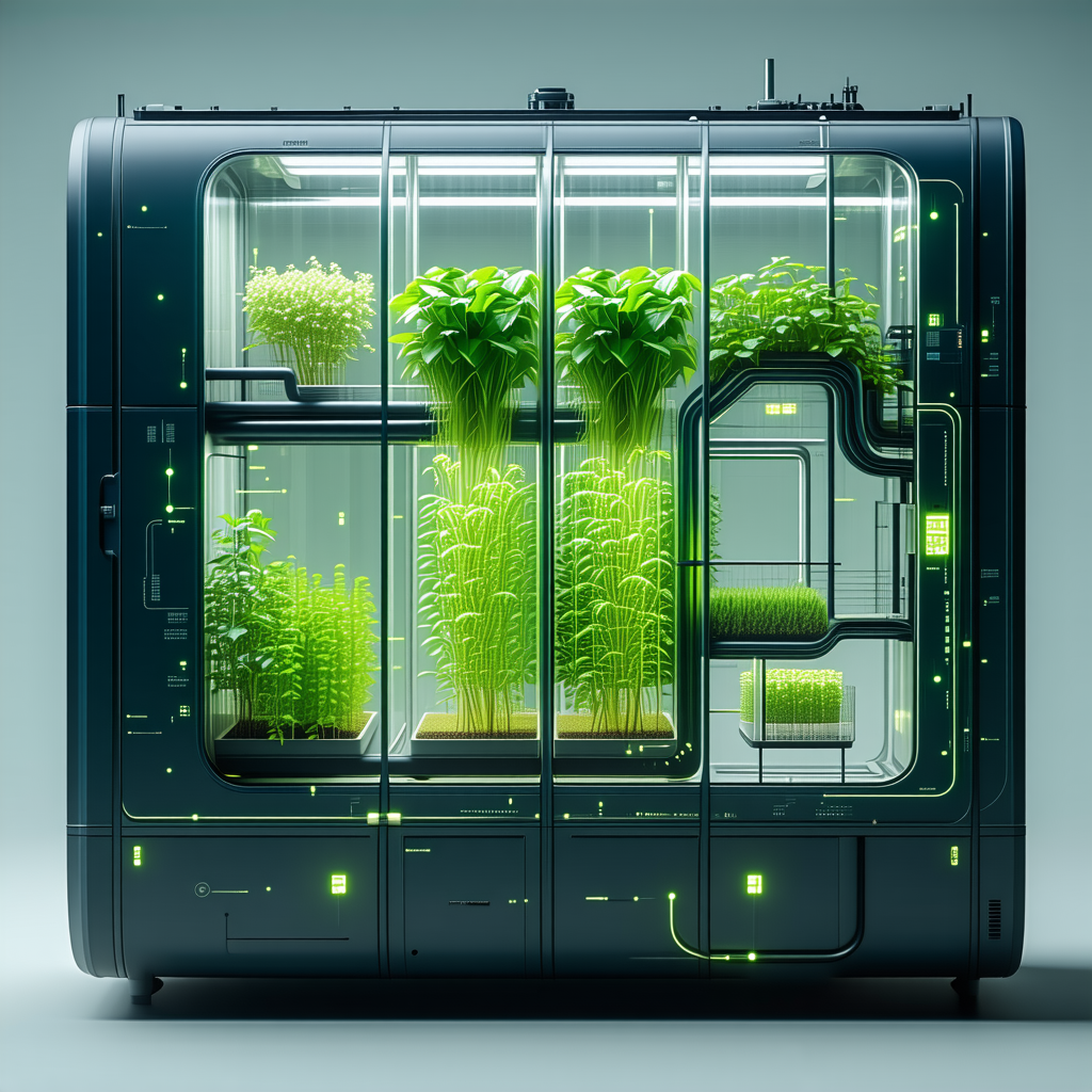 A Large, Futuristic-looking Greenhouse Filled With Various Plants