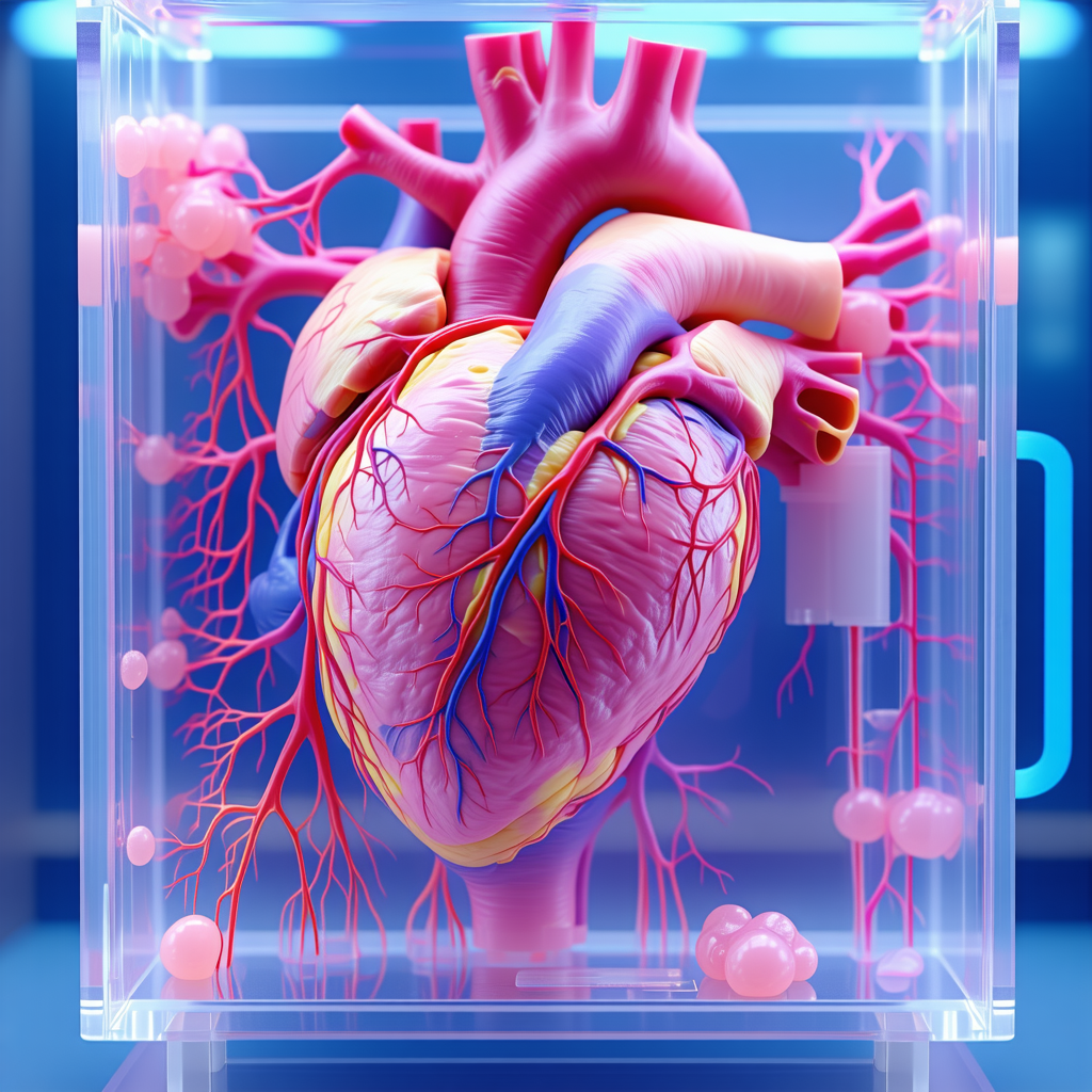 A Heart Is Displayed In A Glass Case, Showcasing Its Intricate Structure And Blood Vessels