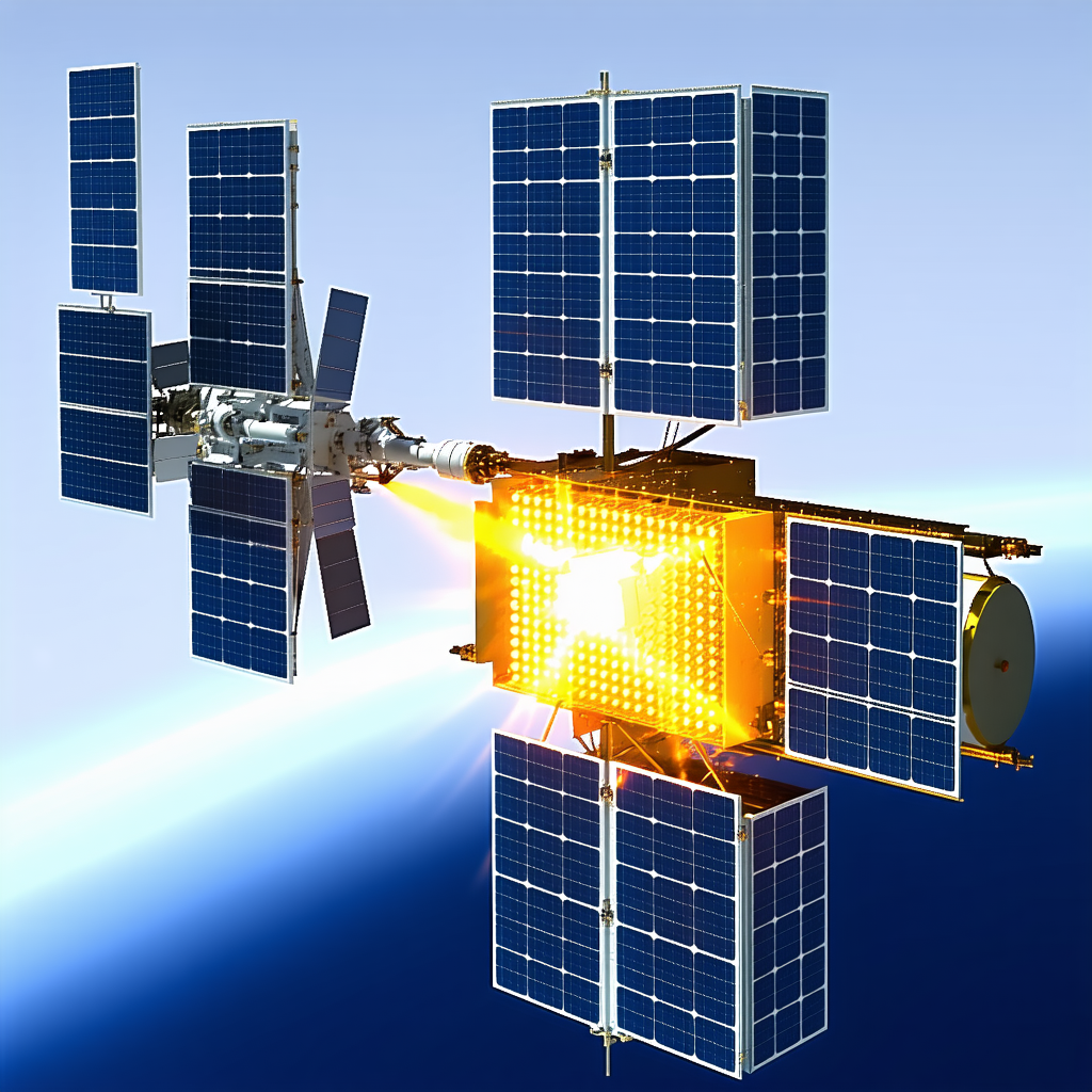 A Spacecraft With A Large Solar Panel On Its Side