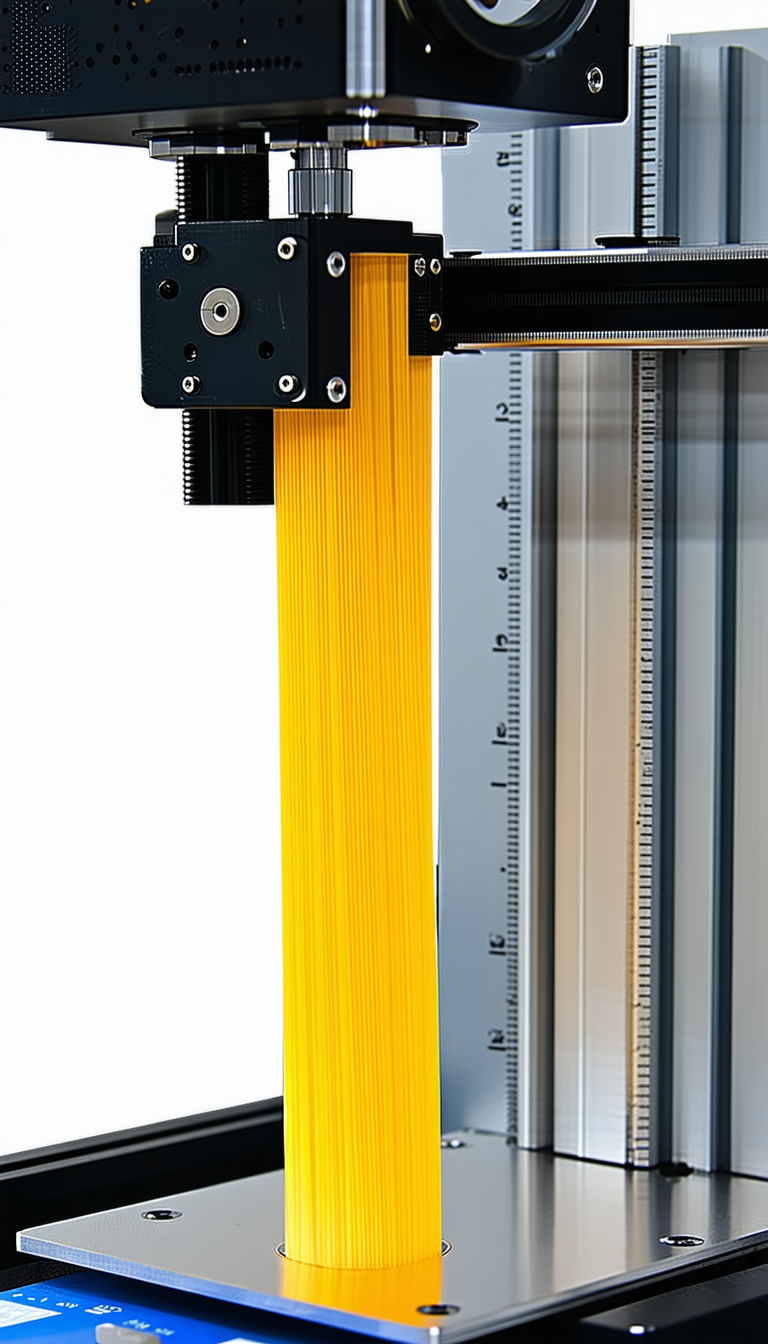 A Yellow Measuring Tape That Is Attached To A Metal Frame