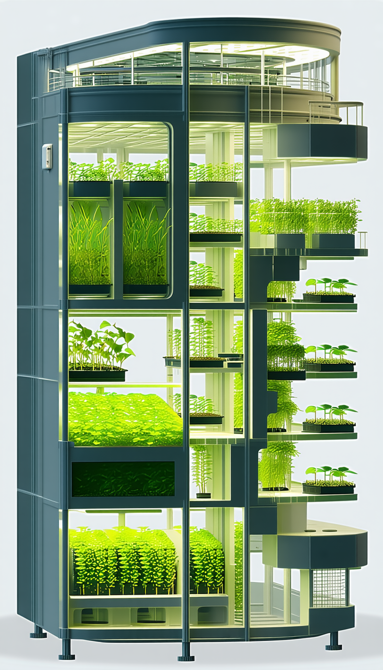 A Large, Multi-level Building With A Greenhouse On The Top Floor