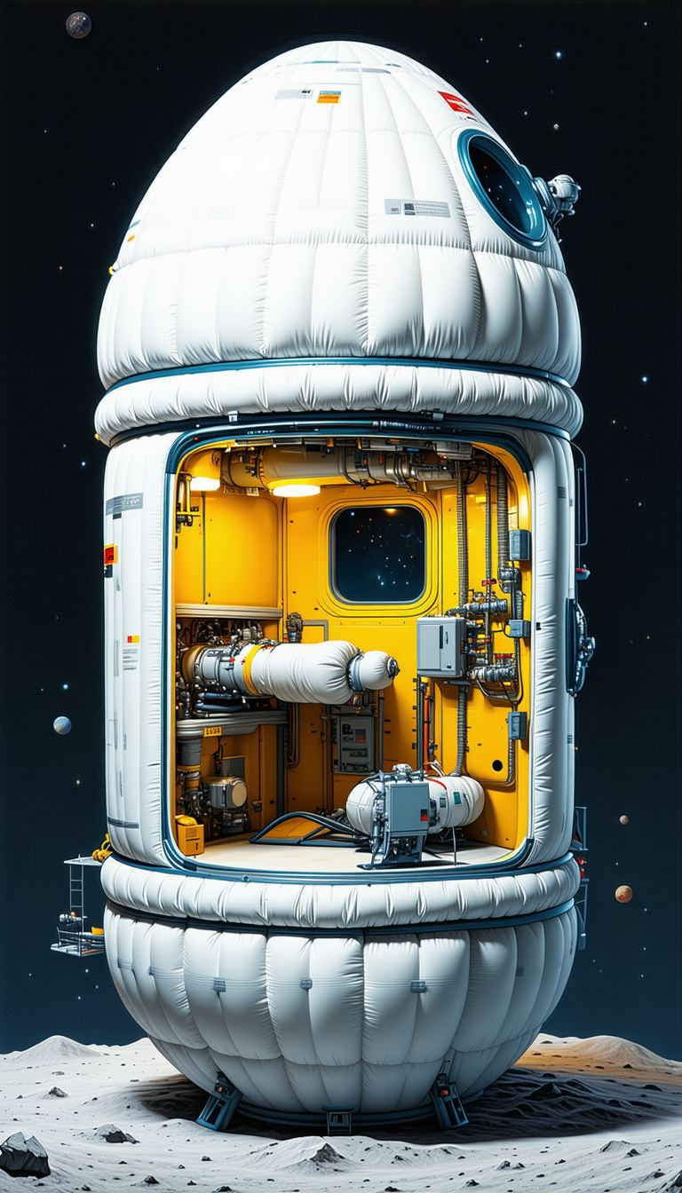 In The Image, There Is A Large White Spacecraft With A Yellow Interior