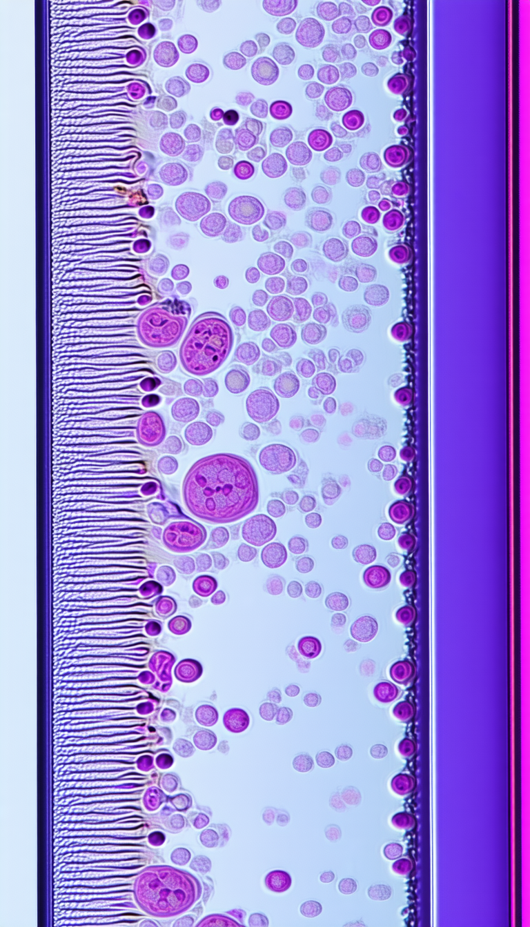 A Microscope Slide With A Purple Background