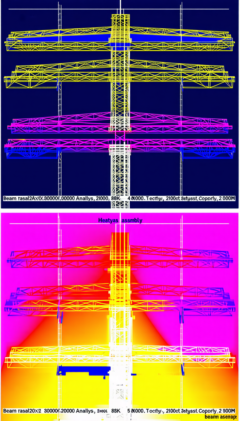 The Image Is A Split Screen Display Of A Crane Assembly