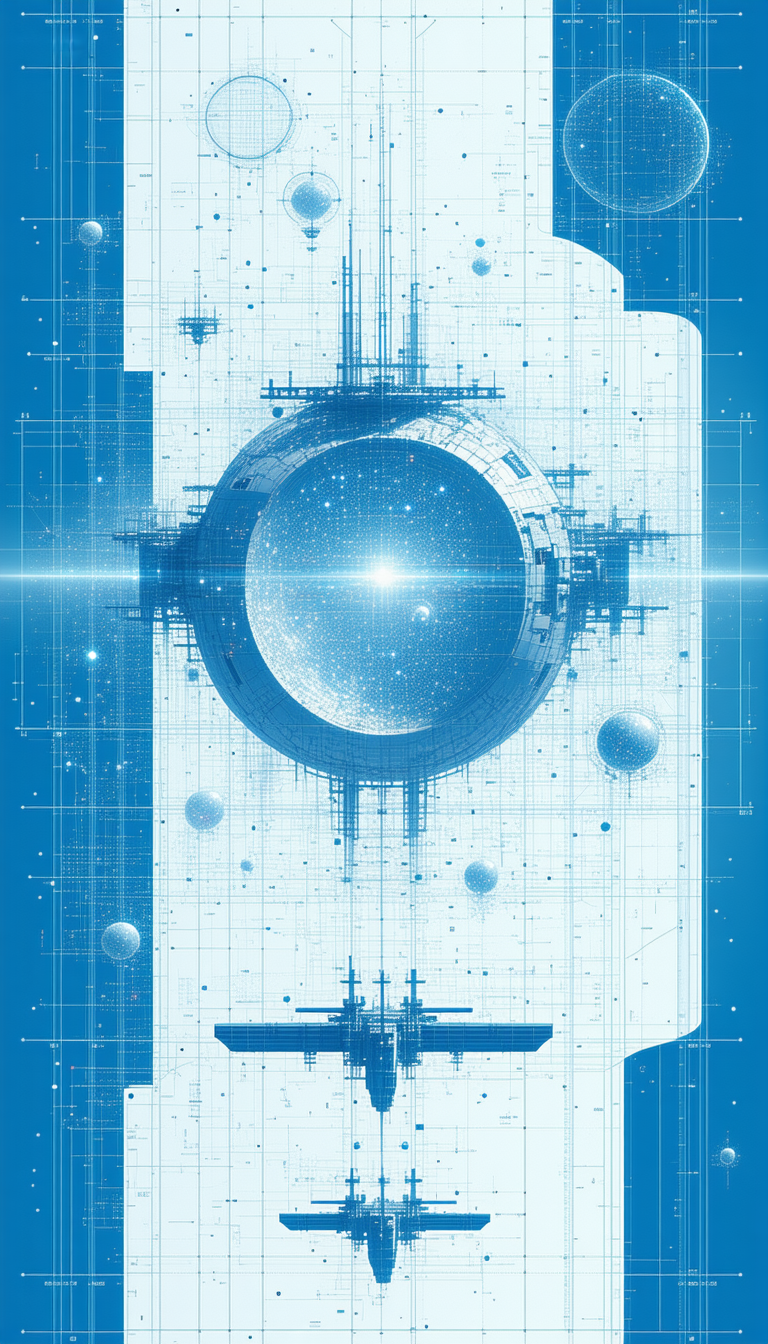 A Futuristic Spacecraft Is Shown In A Blue And White Color Scheme