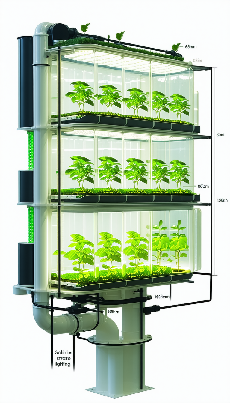 A Large, Multi-layered Plant Growth System, Likely A Hydroponic System, With A Total Of 14 Plants