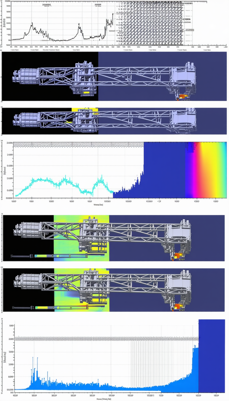The Image Is A Series Of Four Graphs, Each Showing A Different Aspect Of A Crane