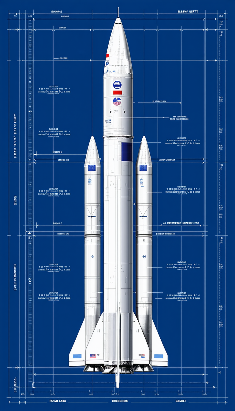 A Large White Rocket Is Shown In A Blue Diagram