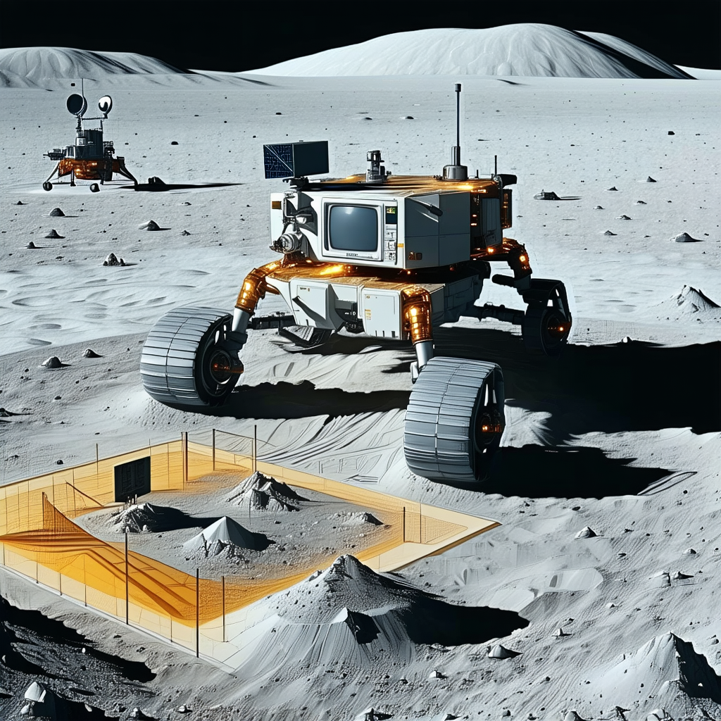 A Robotic Vehicle Is Parked On The Surface Of The Moon