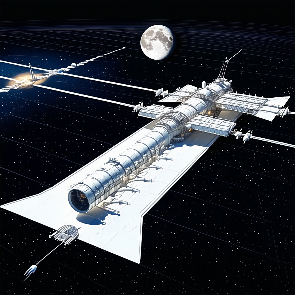 A Large Space Station Is Shown In The Image, With A Moon Visible In The Background