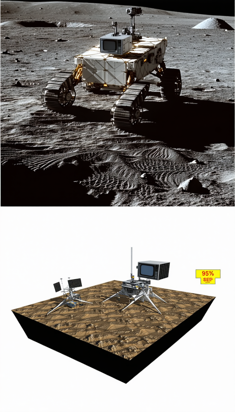 A Rover On A Dirt Surface, With A Television Mounted On The Front Of The Vehicle