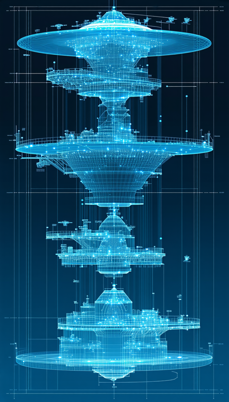 A Blue And White Image Of A Large Structure Is Displayed
