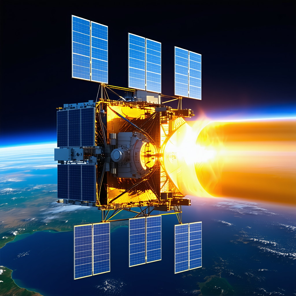 A Spacecraft With A Large Dome On Top, Flying Through The Sky