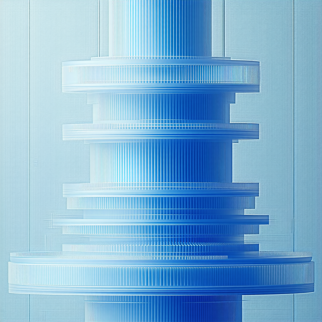 A Tall, Blue, Plastic Cylinder With A Spiral Pattern On It