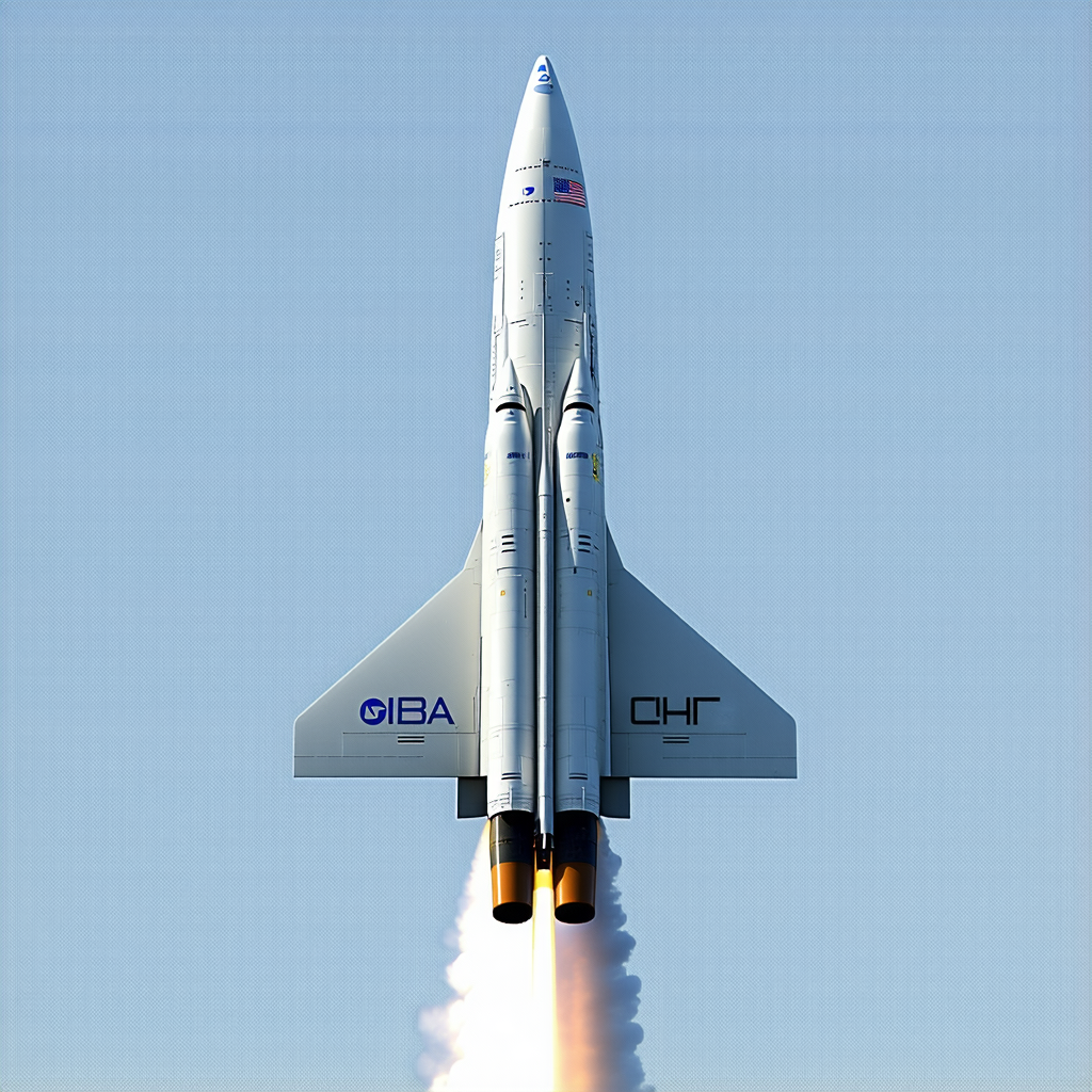 A White Rocket Is Flying Through The Sky, Leaving A Trail Of Smoke Behind It