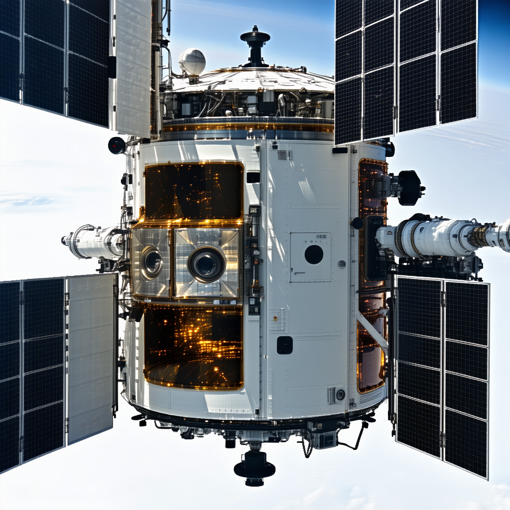 A Space Shuttle With A Large Satellite Dish On Top Of It