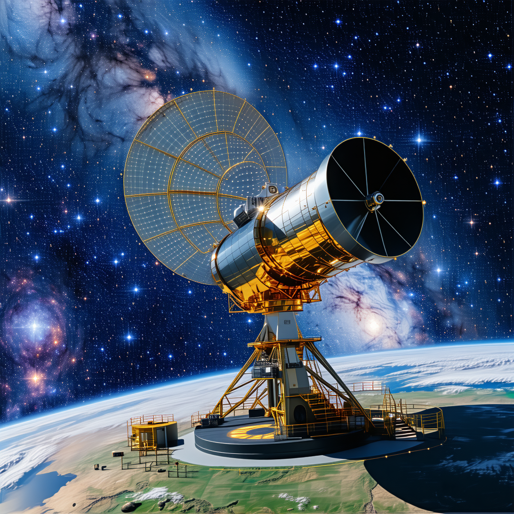 A Large, Yellow Spacecraft With A Dome-shaped Structure On Top, Floating In The Sky