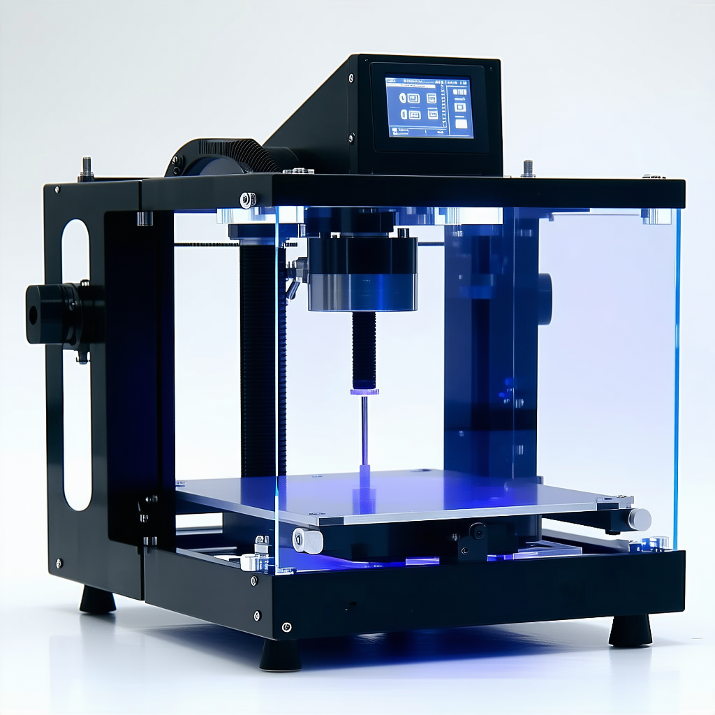 A Large, Black, And Blue Machine With A Blue Light On Top