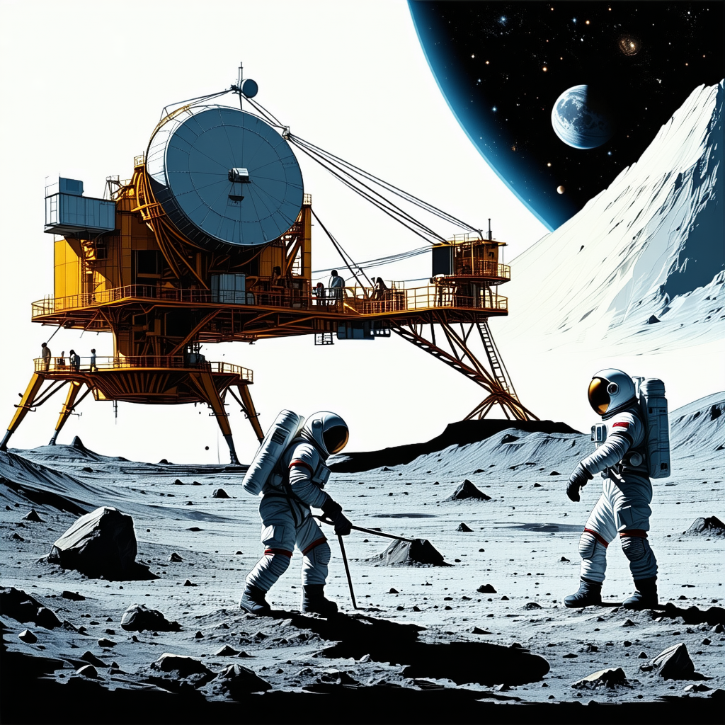 In The Image, There Are Two Astronauts Standing On The Moon, Each Holding A Pole