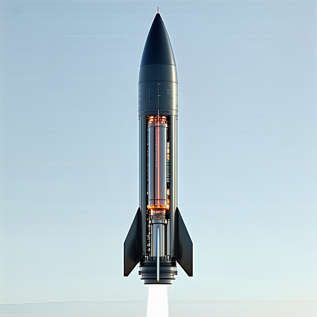 A Rocket Is Shown In A Close-up View, With Its Engine And Fuel Visible