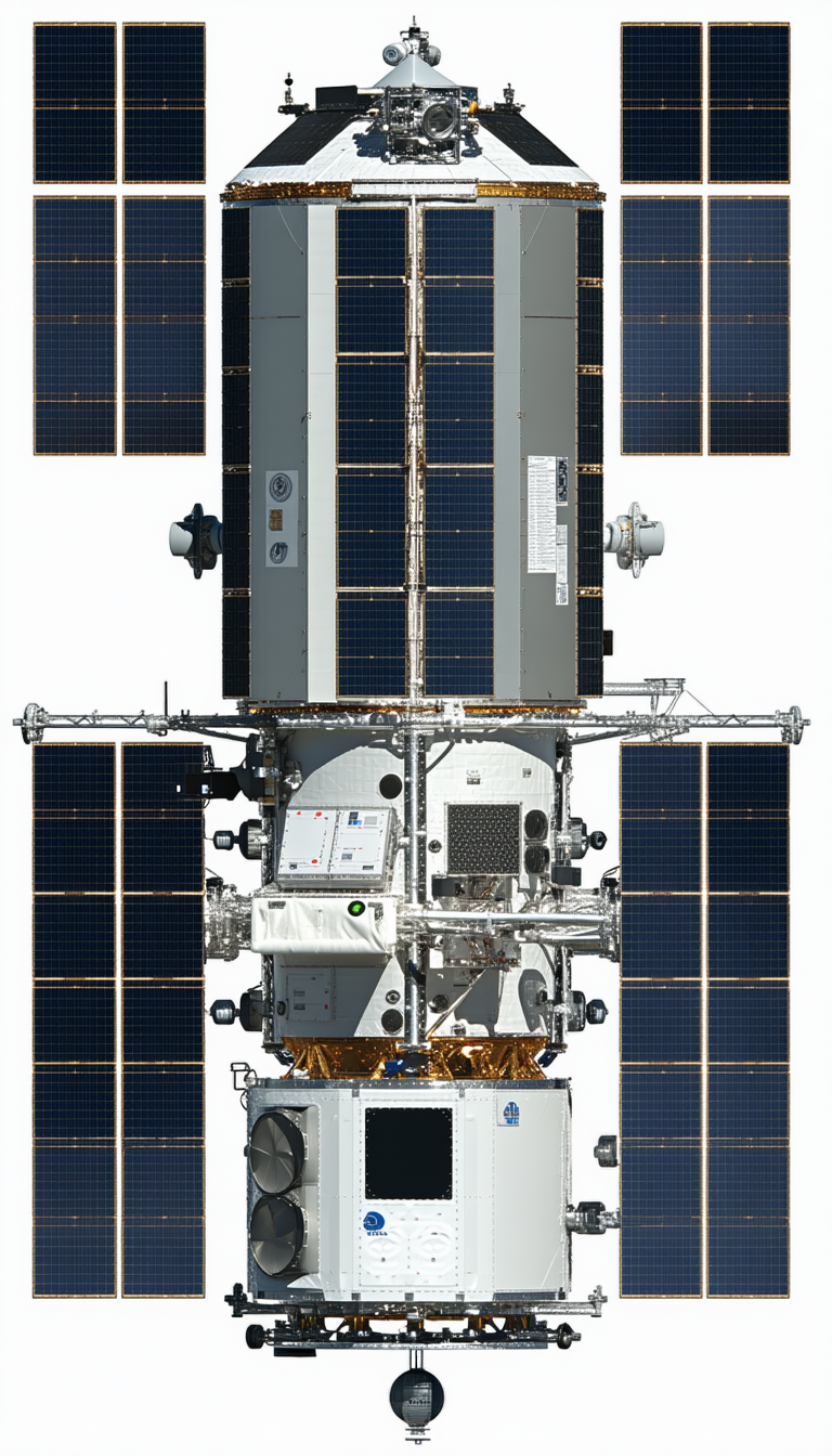 A Spacecraft Is Shown In A White And Black Image