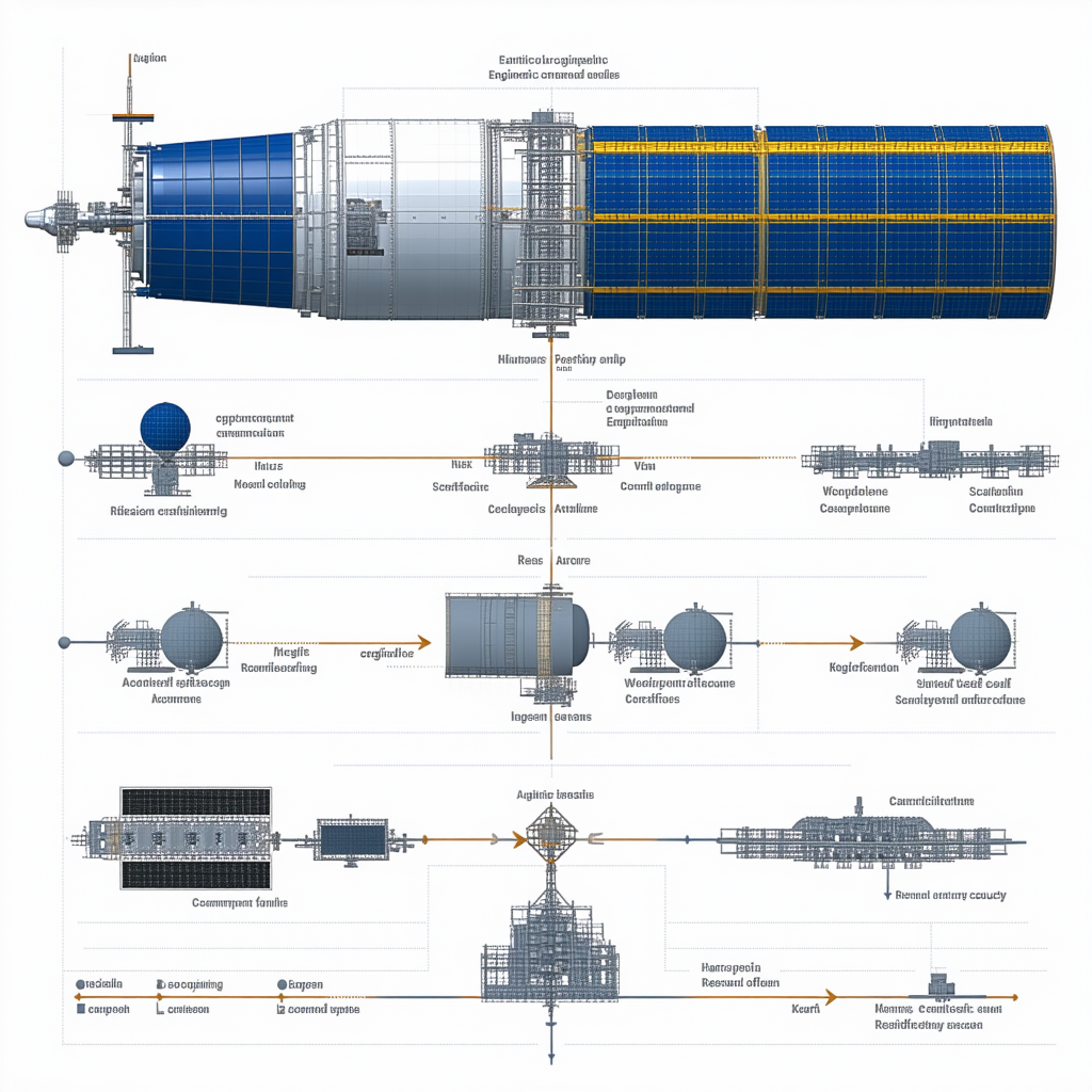 The Image Is A Detailed Diagram Of A Space Station, Showing Various Components And Their Connections