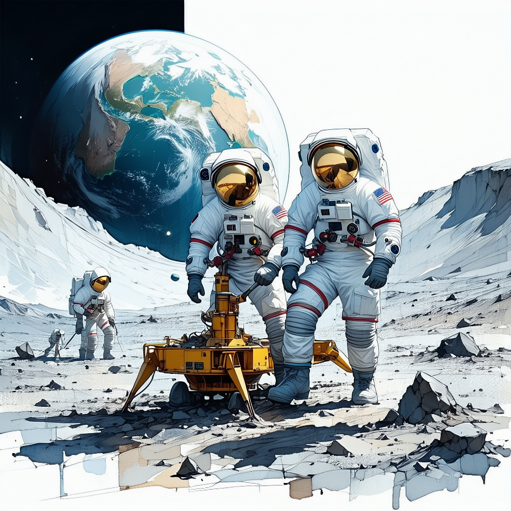In The Image, There Are Three Astronauts Standing On The Moon