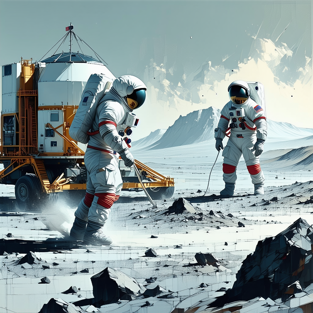 In The Image, There Are Two Astronauts Standing On A Rocky
