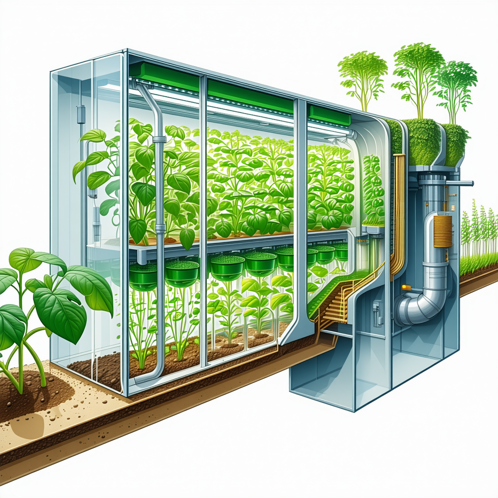 A Futuristic Greenhouse Filled With Various Plants