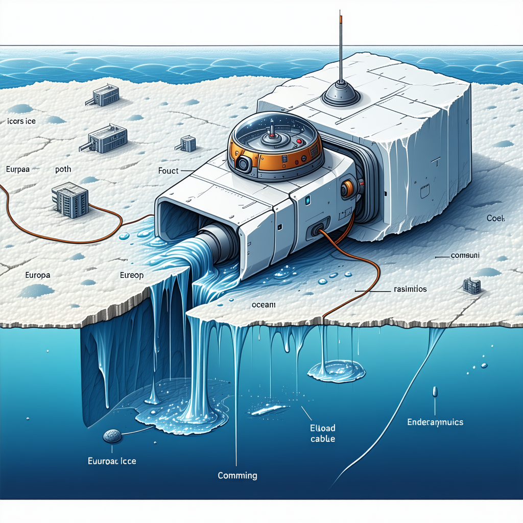 The Image Is A Cartoon Drawing Of A Submarine, With A Large Iceberg In The Background