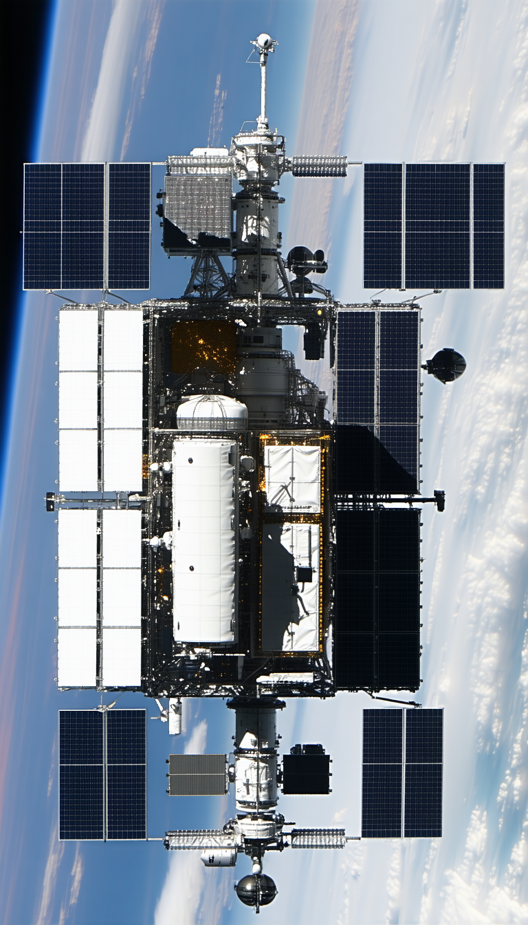 large spacecraft shown close-up view
