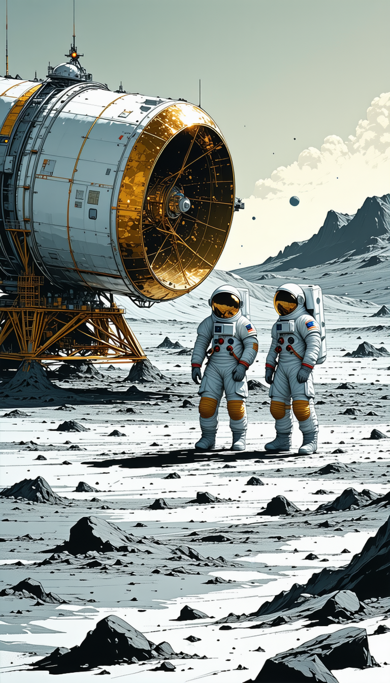In The Image, There Are Two Astronauts Standing On A Rocky