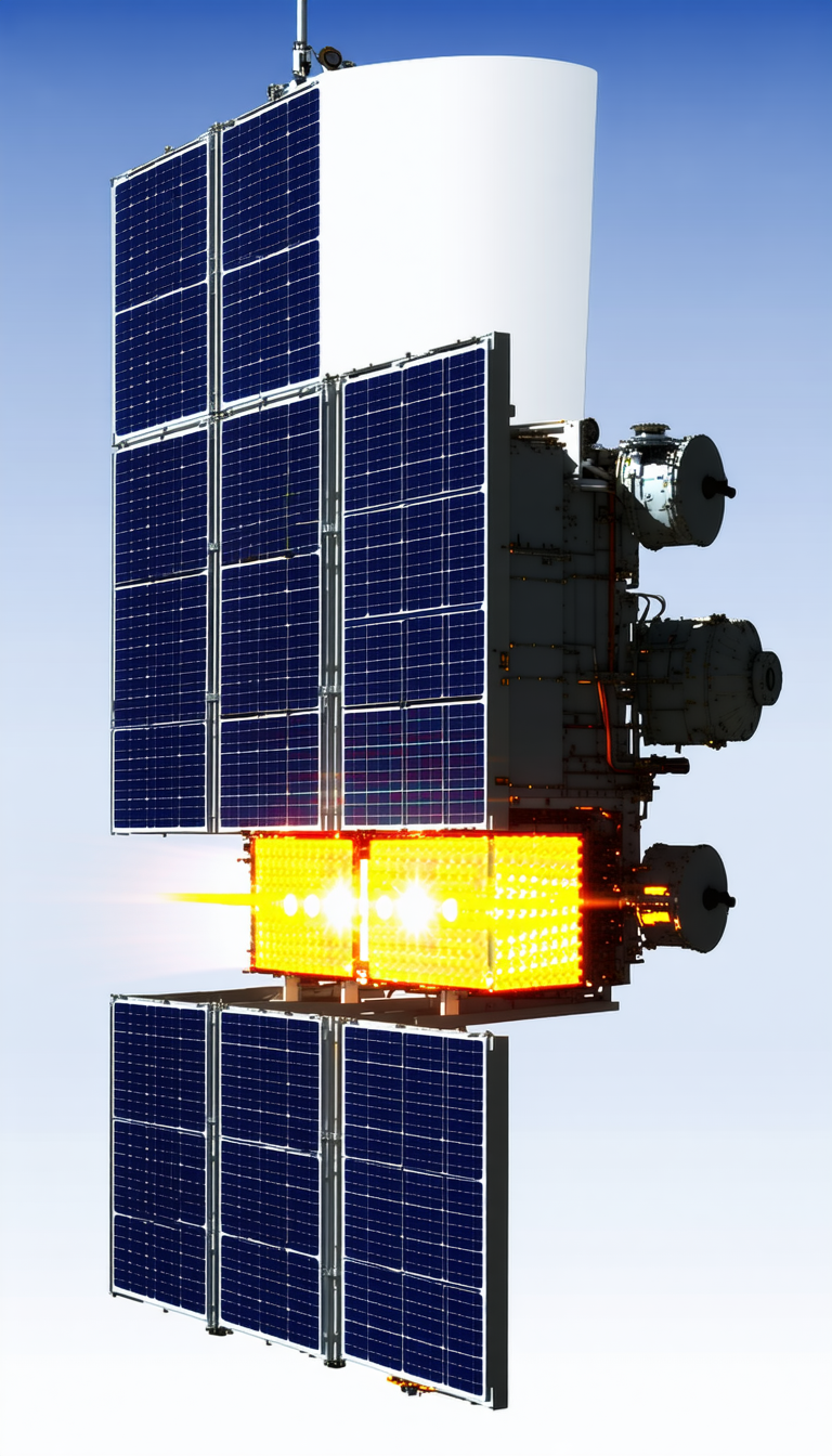 A Large, Multi-layered Spacecraft With A Solar Panel On The Side