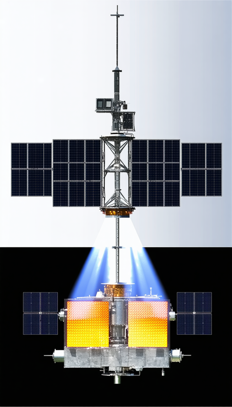 A Space Station With A Large Satellite Dish On Top Of It