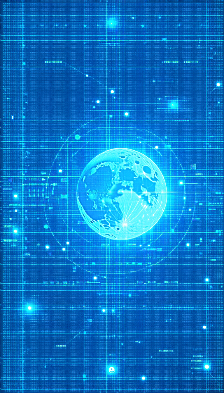 A Blue And White Globe Of The Earth, With A Moon Visible In The Background