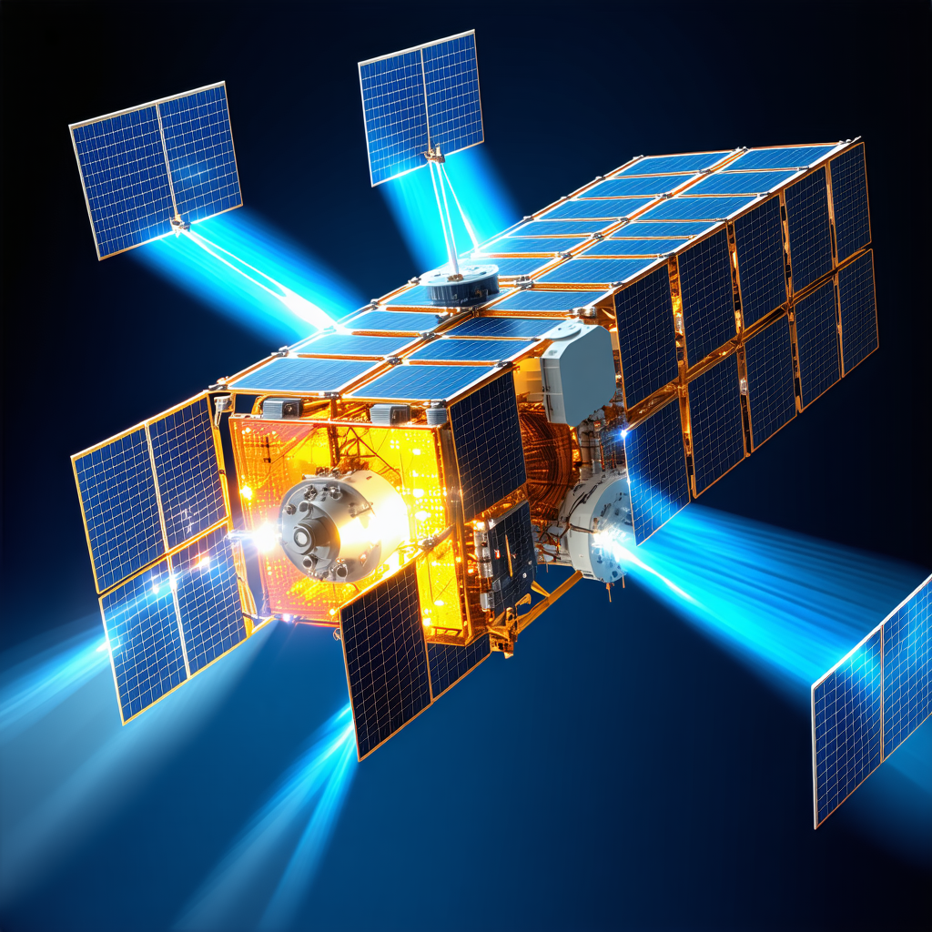 A Spacecraft With A Large Solar Panel On Its Side
