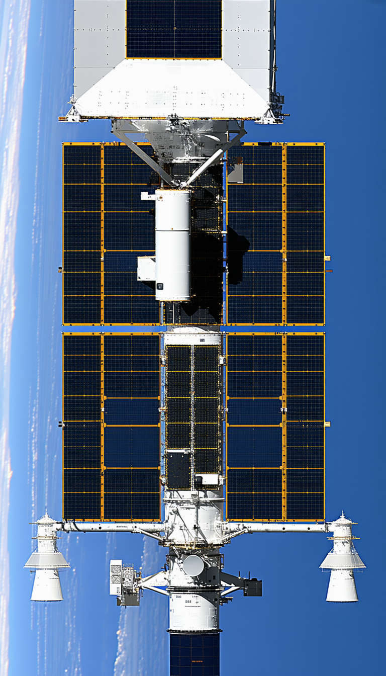 A Space Station With A Large Solar Panel On Its Side
