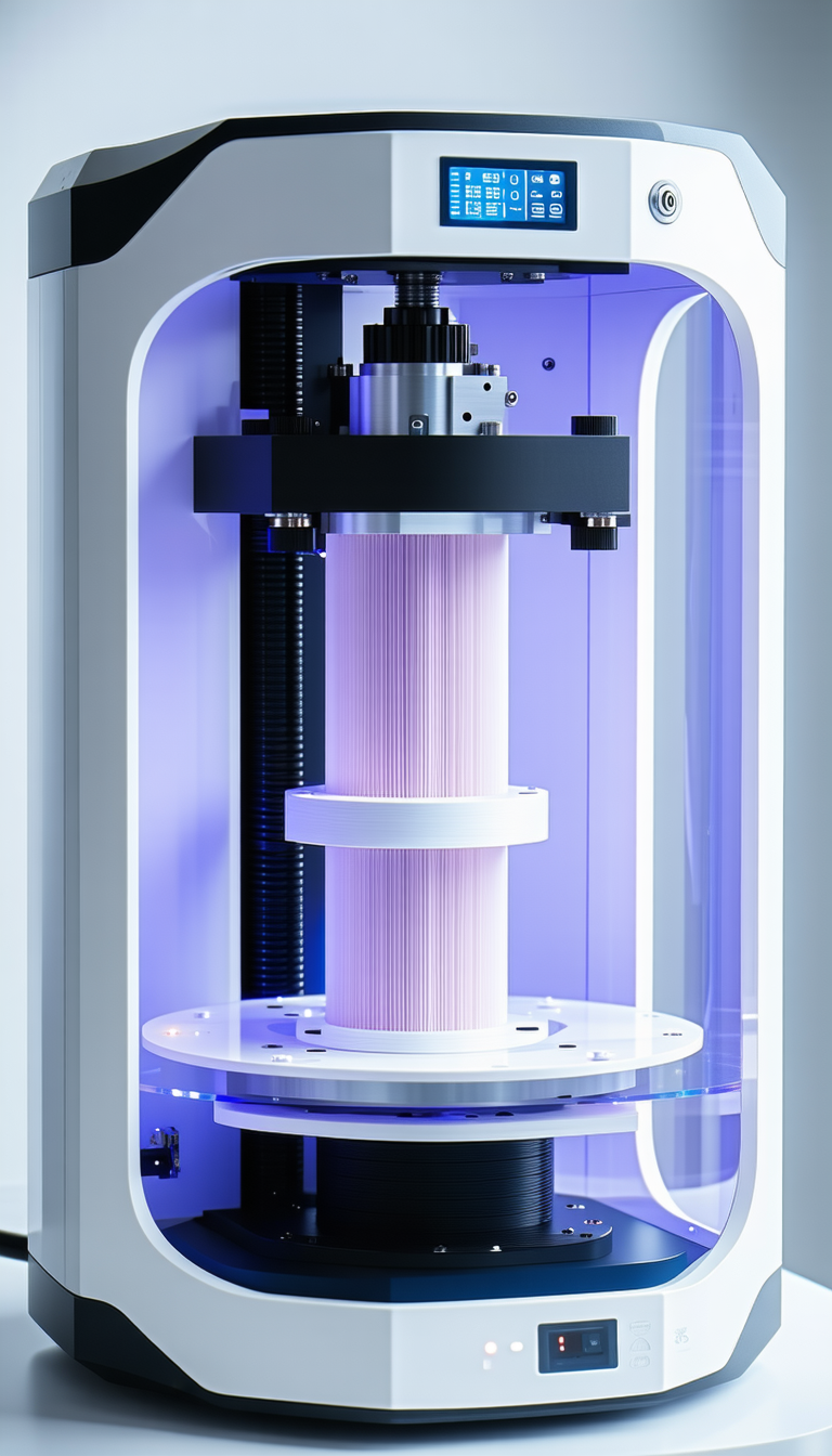A Large Machine With A Spool Of White Material On Top Of It