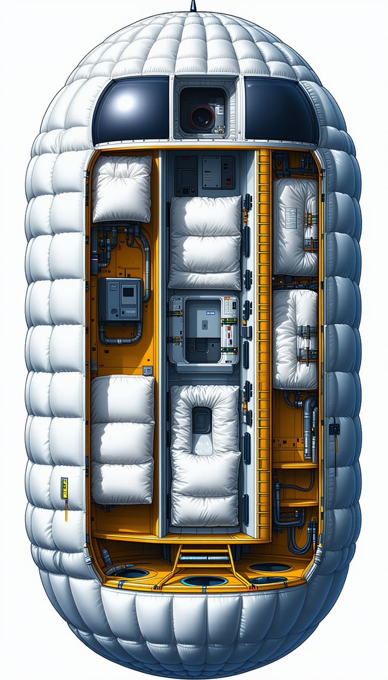 A Large White And Orange Structure Is Shown In A Blue And White Drawing